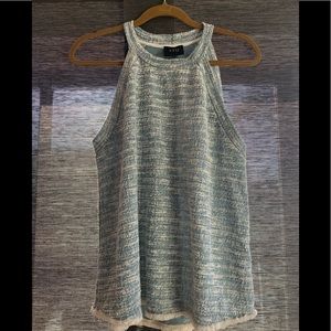 Soft heather blue tank with fringe